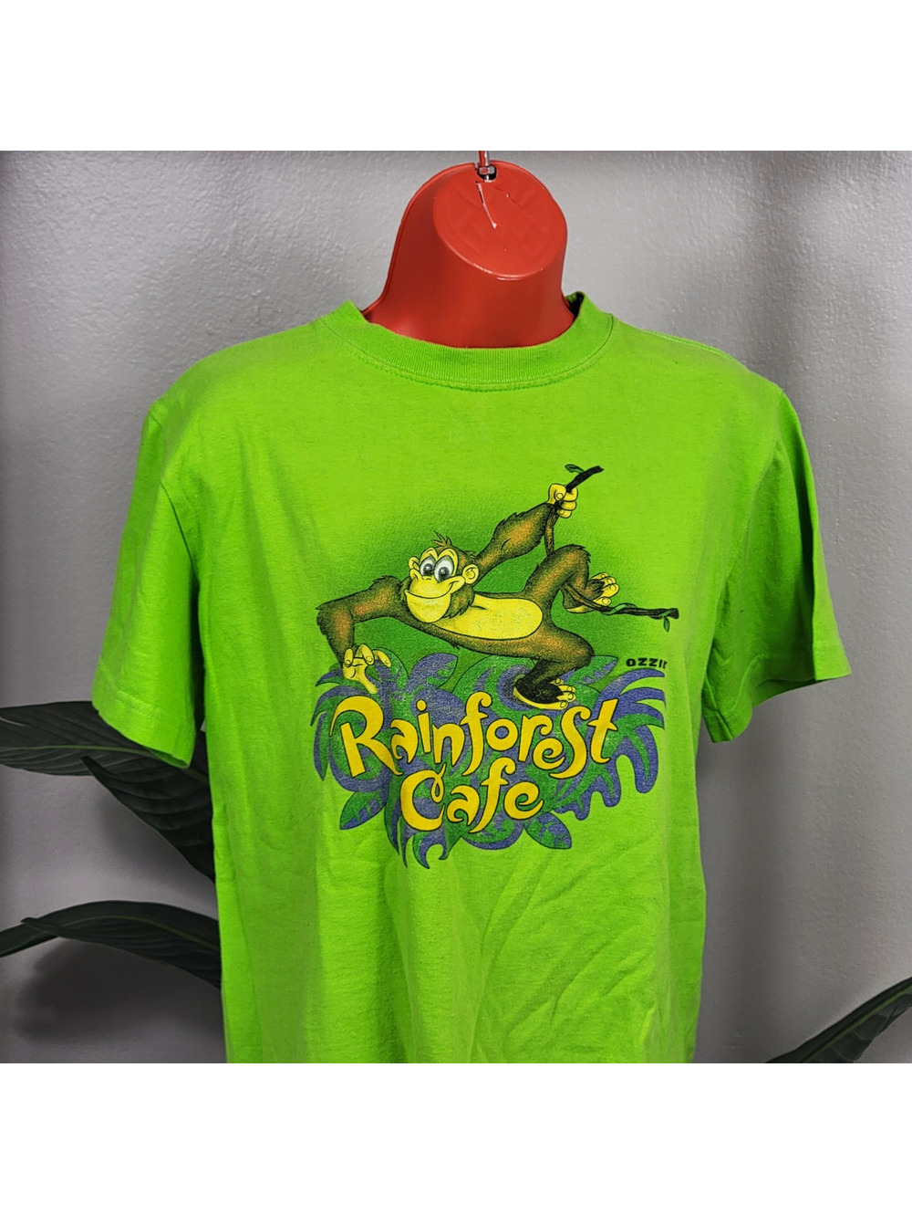 Vintage Rainforest Cafe Graphic Shirt Green Monkey Baby Tee